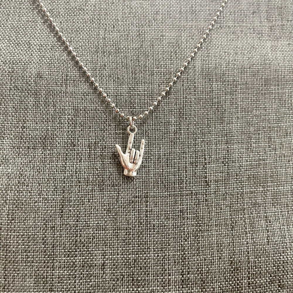 I love you Necklace. American Sign Language Necklace means I love you
